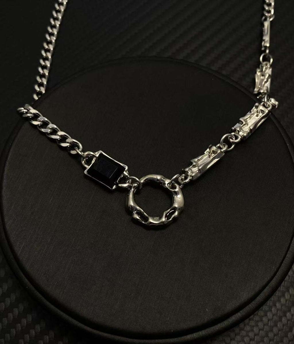2025NEW美式cleanfit设计感小众潮牌拼接嘻哈高级感个性钛钢项链 · 不规则圆圈项链