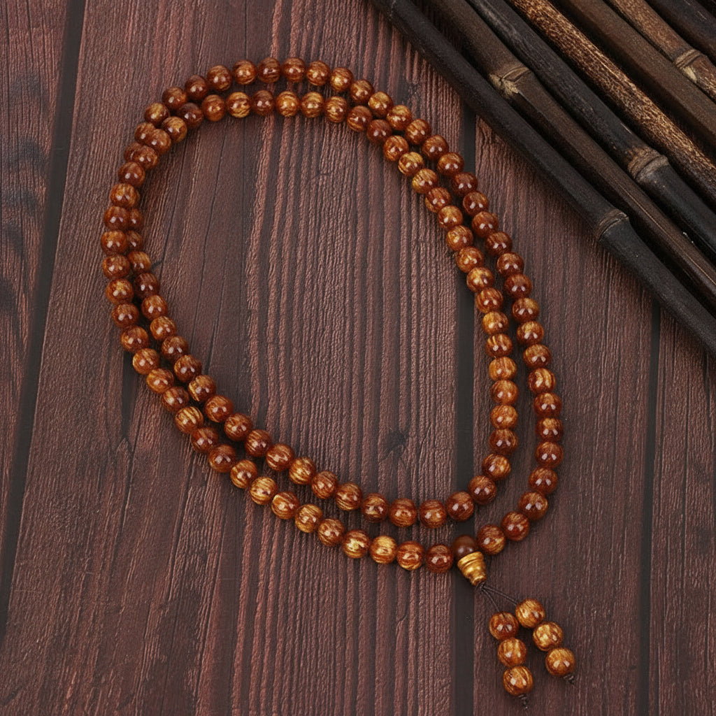 熱門金丝楠木108颗佛珠手串项链天然多圈盘玩念珠手链