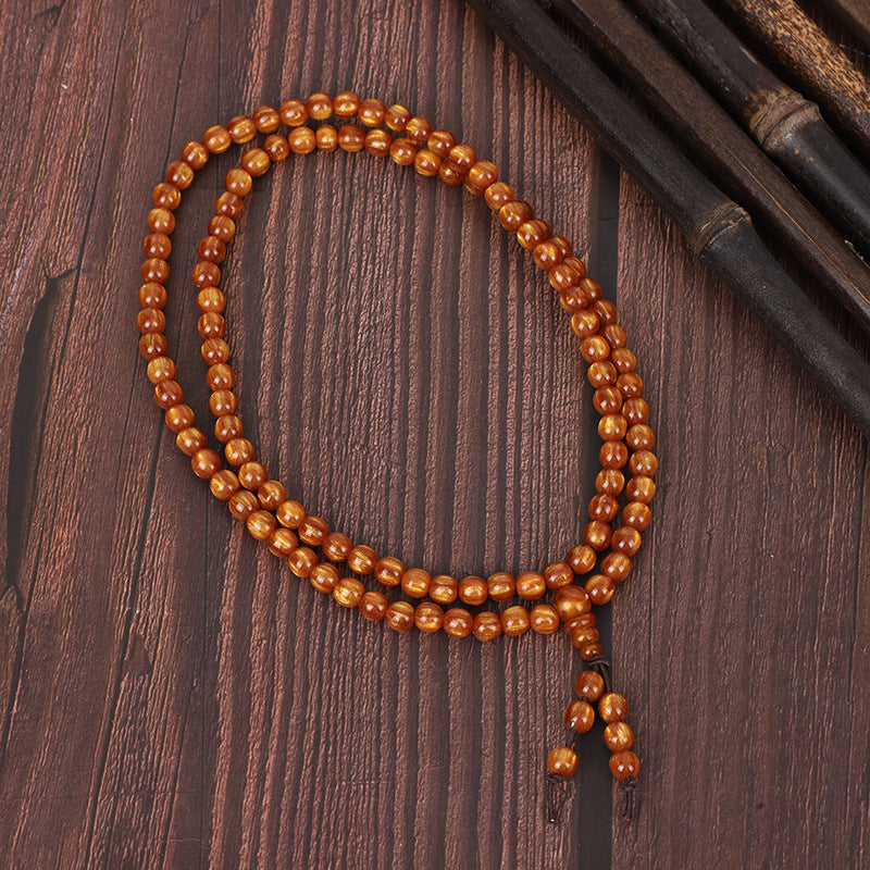 熱門金丝楠木108颗佛珠手串项链天然多圈盘玩念珠手链