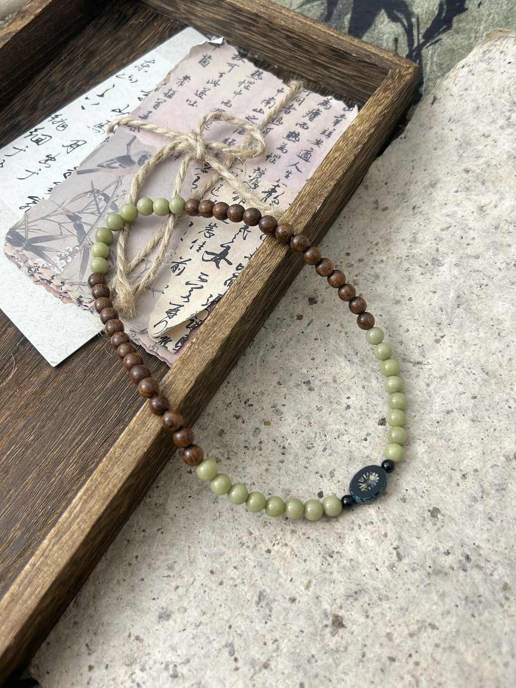 点茶·原创设计新中式国风金丝檀木阿拉善串珠手链手串