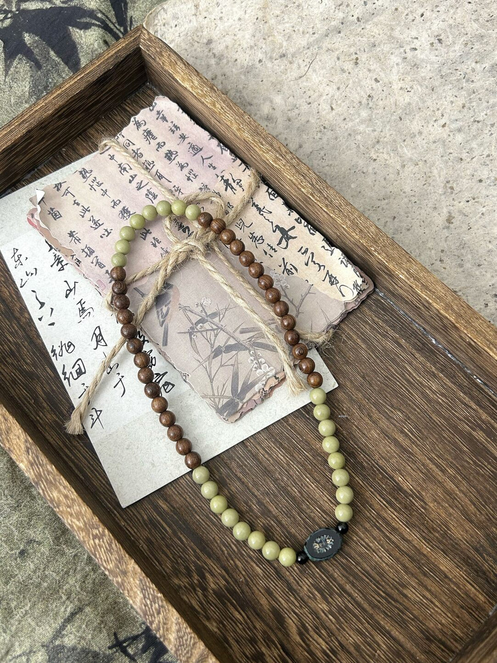 点茶·原创设计新中式国风金丝檀木阿拉善串珠手链手串