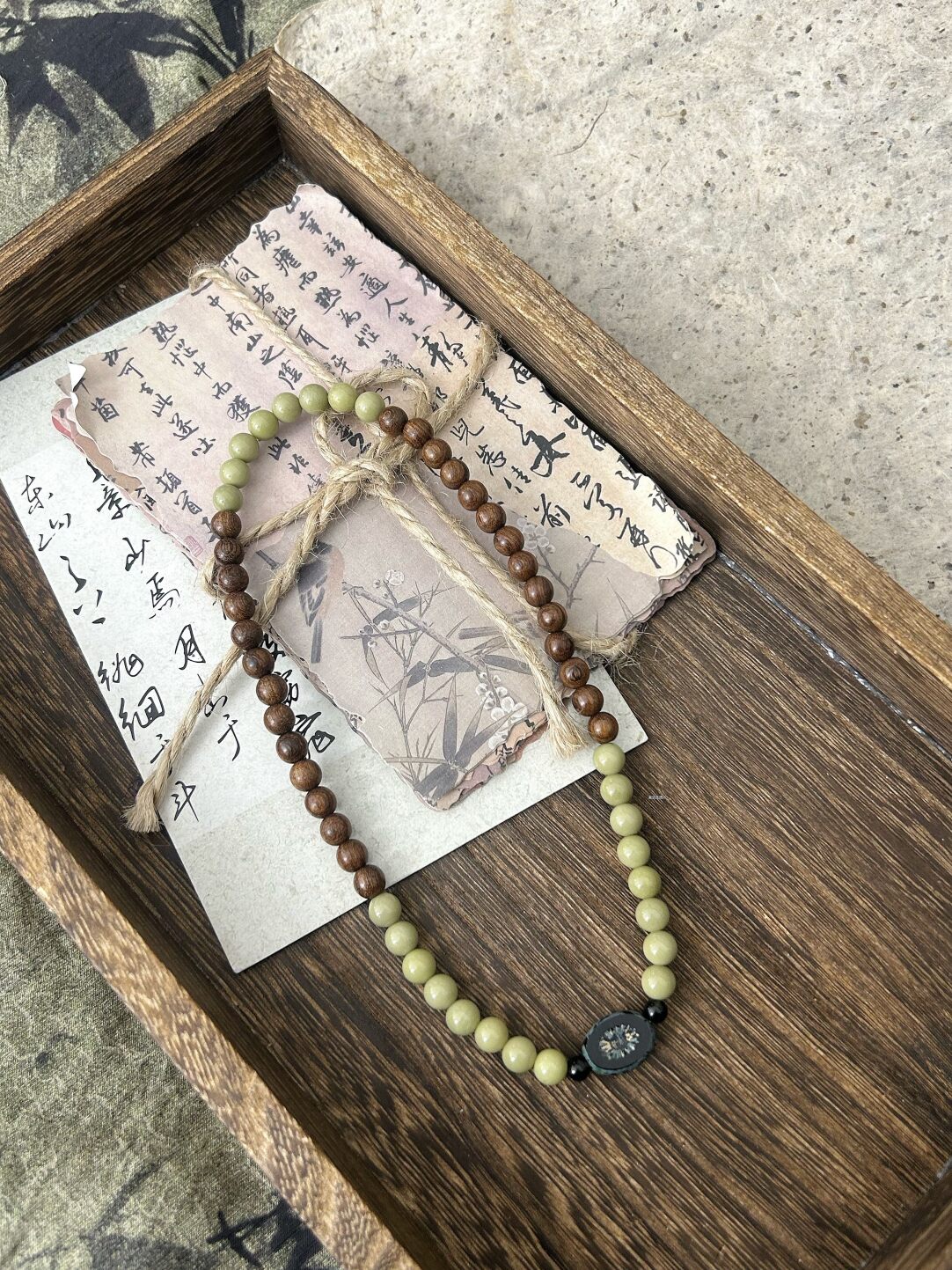 点茶·原创设计新中式国风金丝檀木阿拉善串珠手链手串