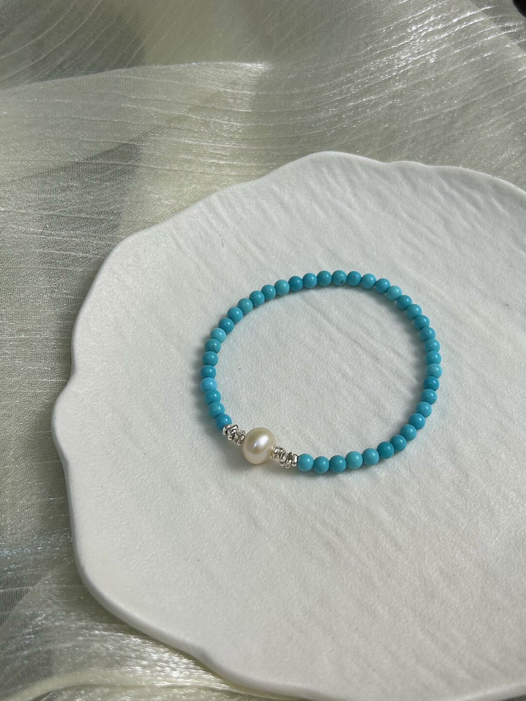 蓝桥春雪·原创设计新中式蓝松淡水珍珠手串手作