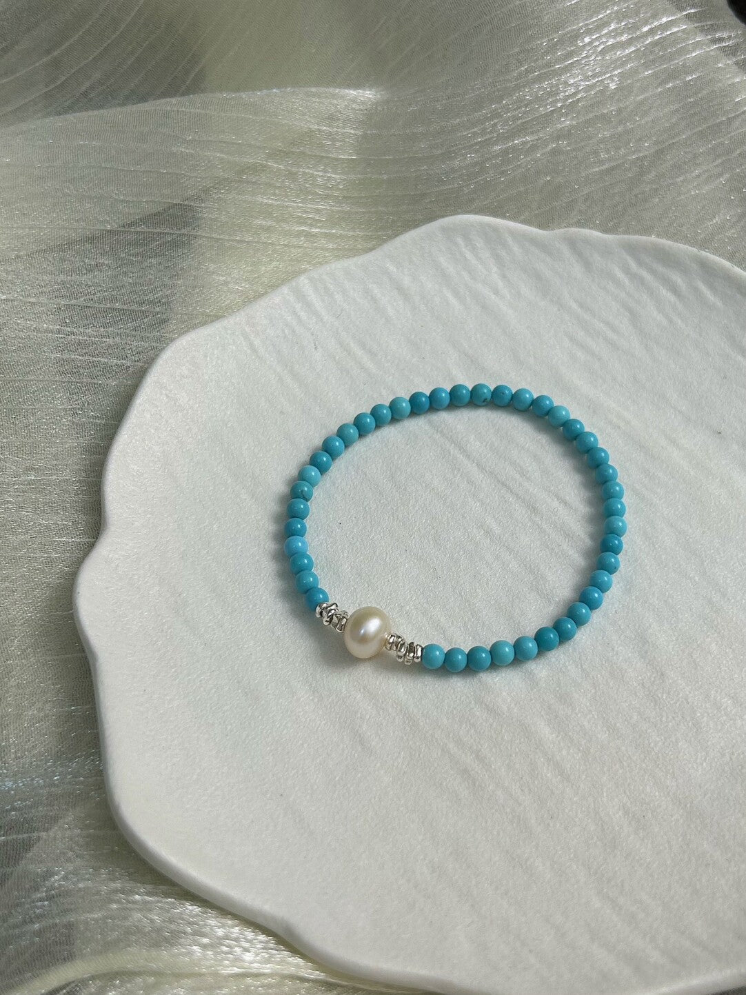 蓝桥春雪·原创设计新中式蓝松淡水珍珠手串手作