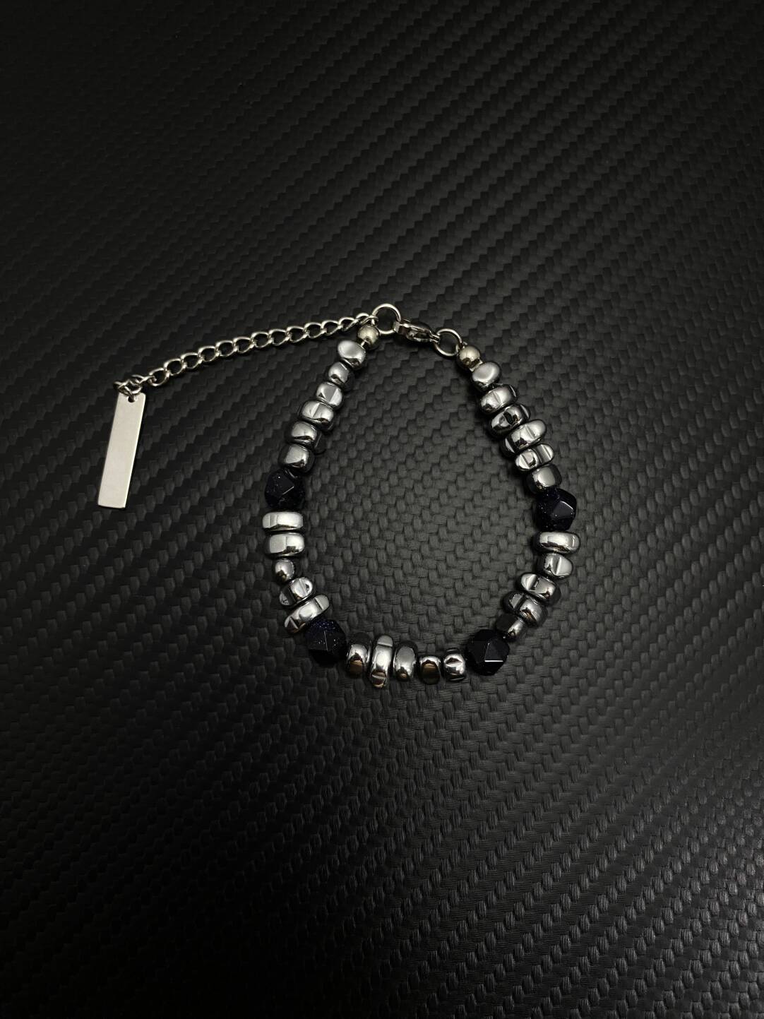 2025NEW碎银拼接虎眼石简约复古设计感小众钛钢高级感情侣手链潮