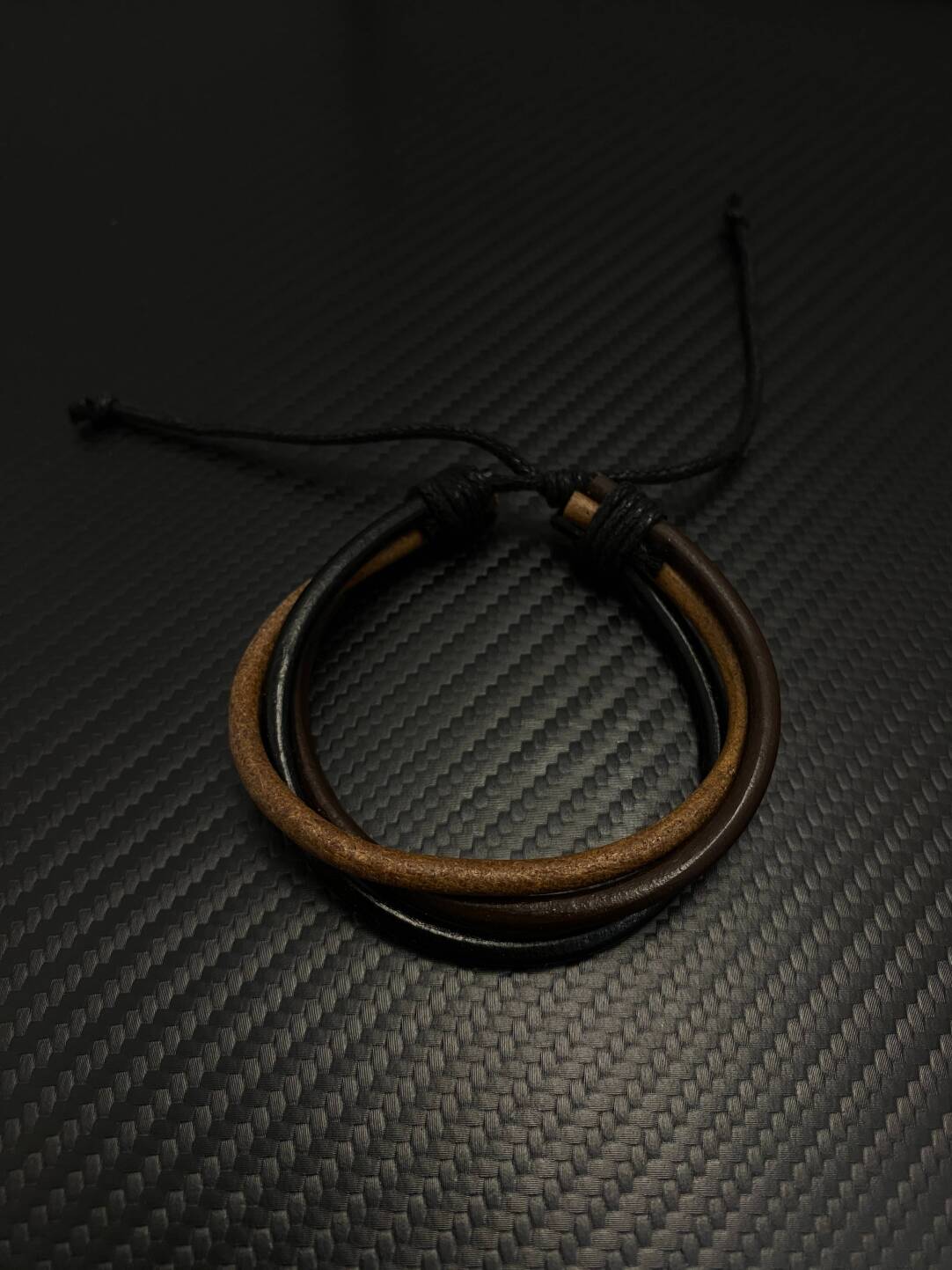 2025NEW欧美时尚复古设计感小众叠戴多层编织男女情侣PU皮手链潮 · 图片色（可调节）