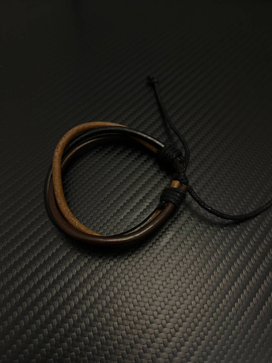 2025NEW欧美时尚复古设计感小众叠戴多层编织男女情侣PU皮手链潮 · 图片色（可调节）