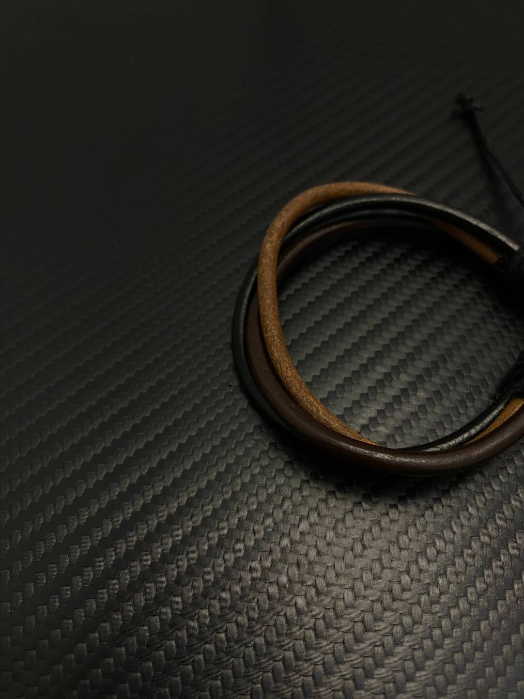 2025NEW欧美时尚复古设计感小众叠戴多层编织男女情侣PU皮手链潮 · 图片色（可调节）