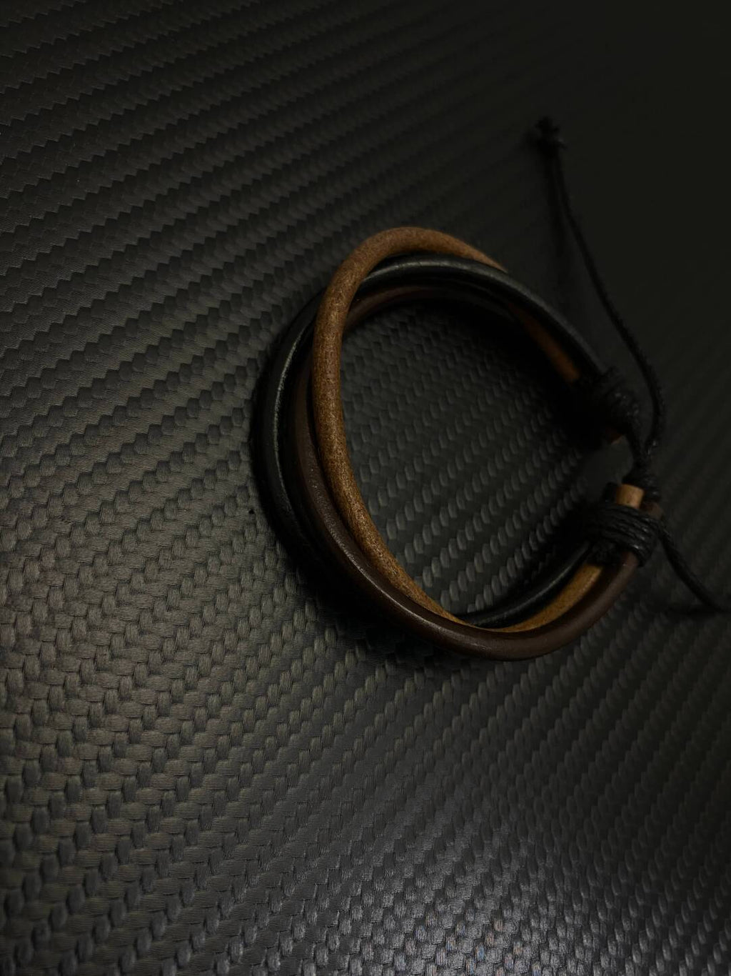 2025NEW欧美时尚复古设计感小众叠戴多层编织男女情侣PU皮手链潮 · 图片色（可调节）