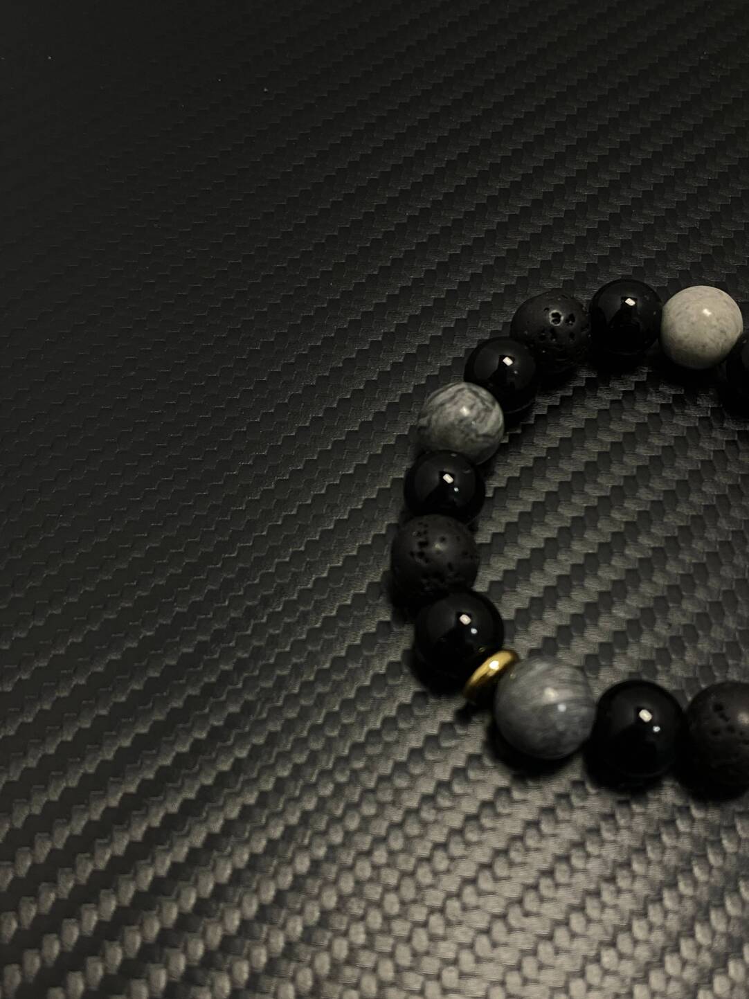 2025NEW高级感地图石火山石拼黑曜石手串小众可调节串珠手链潮牌