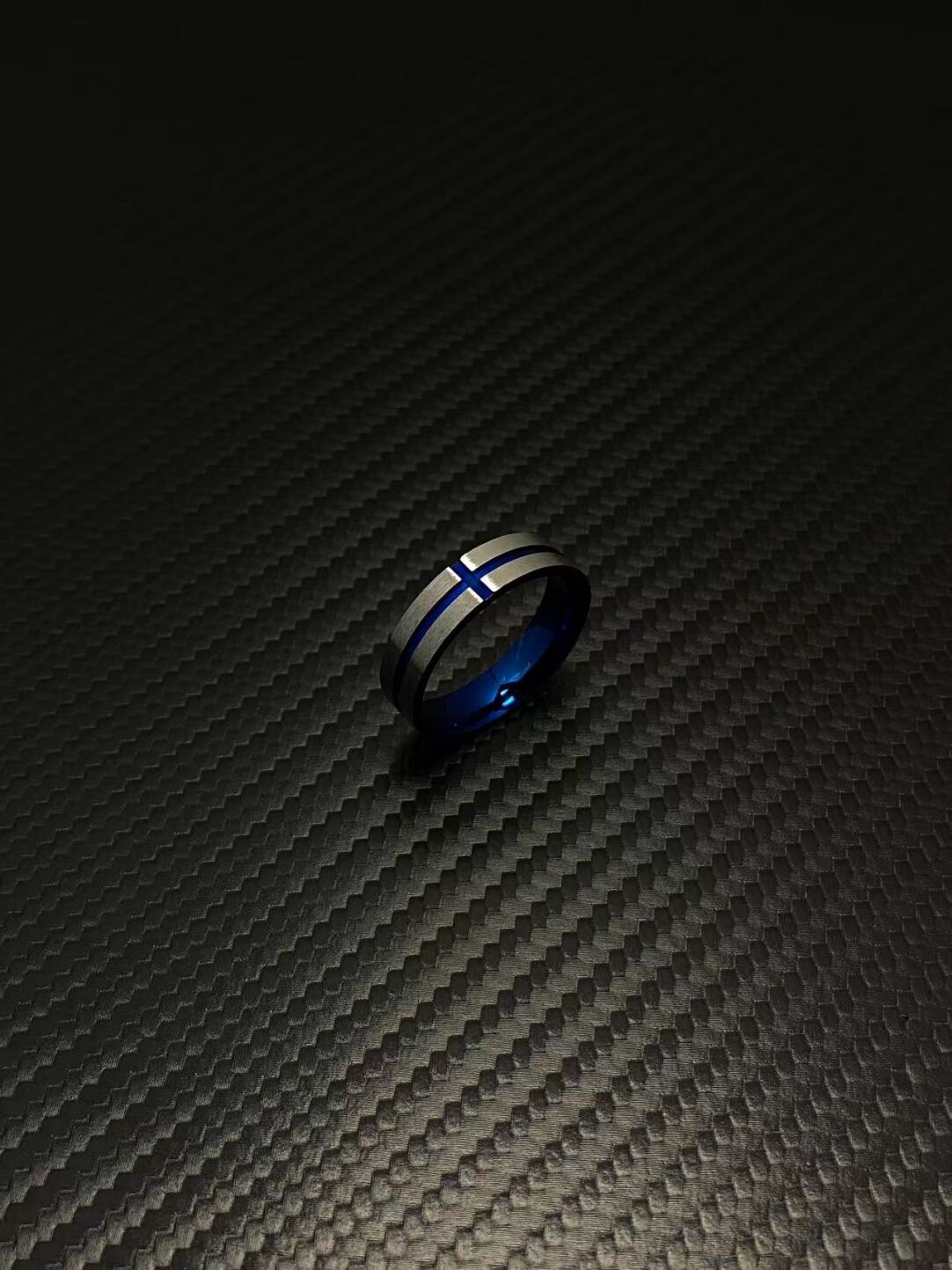 2025NEW美式cleanfit气质十字架条纹指环设计感小众男士钛钢戒指