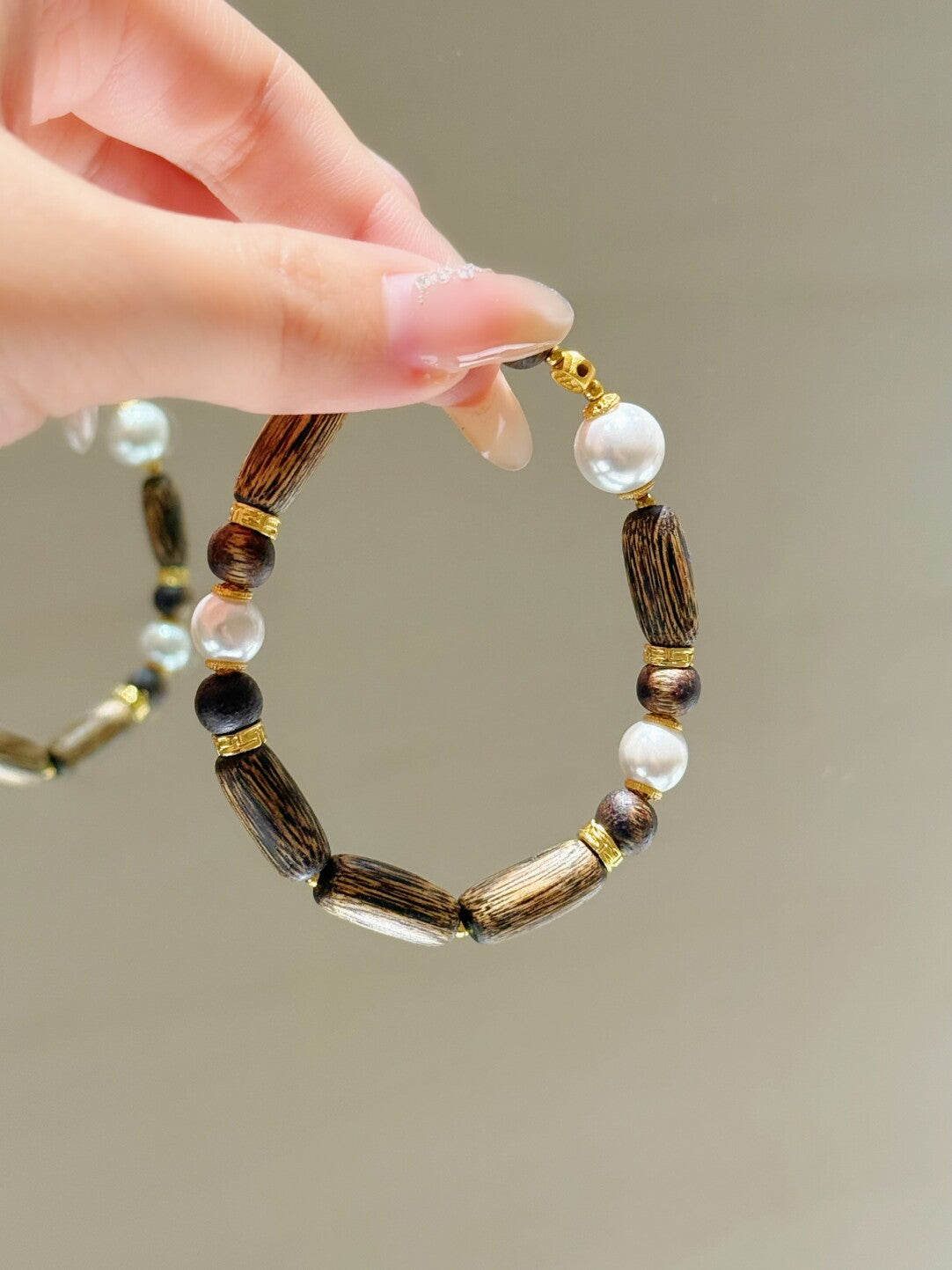 【珍珠顶珠】天然沉香单圈手串 · 温婉贵气小众高级感原创