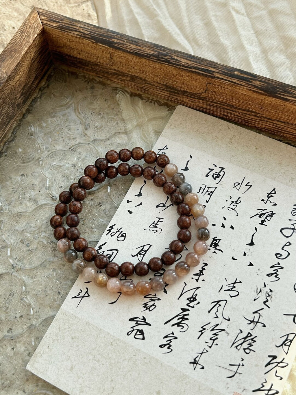 太阳·原创新中式金丝檀木太阳石天然石手串手链手作