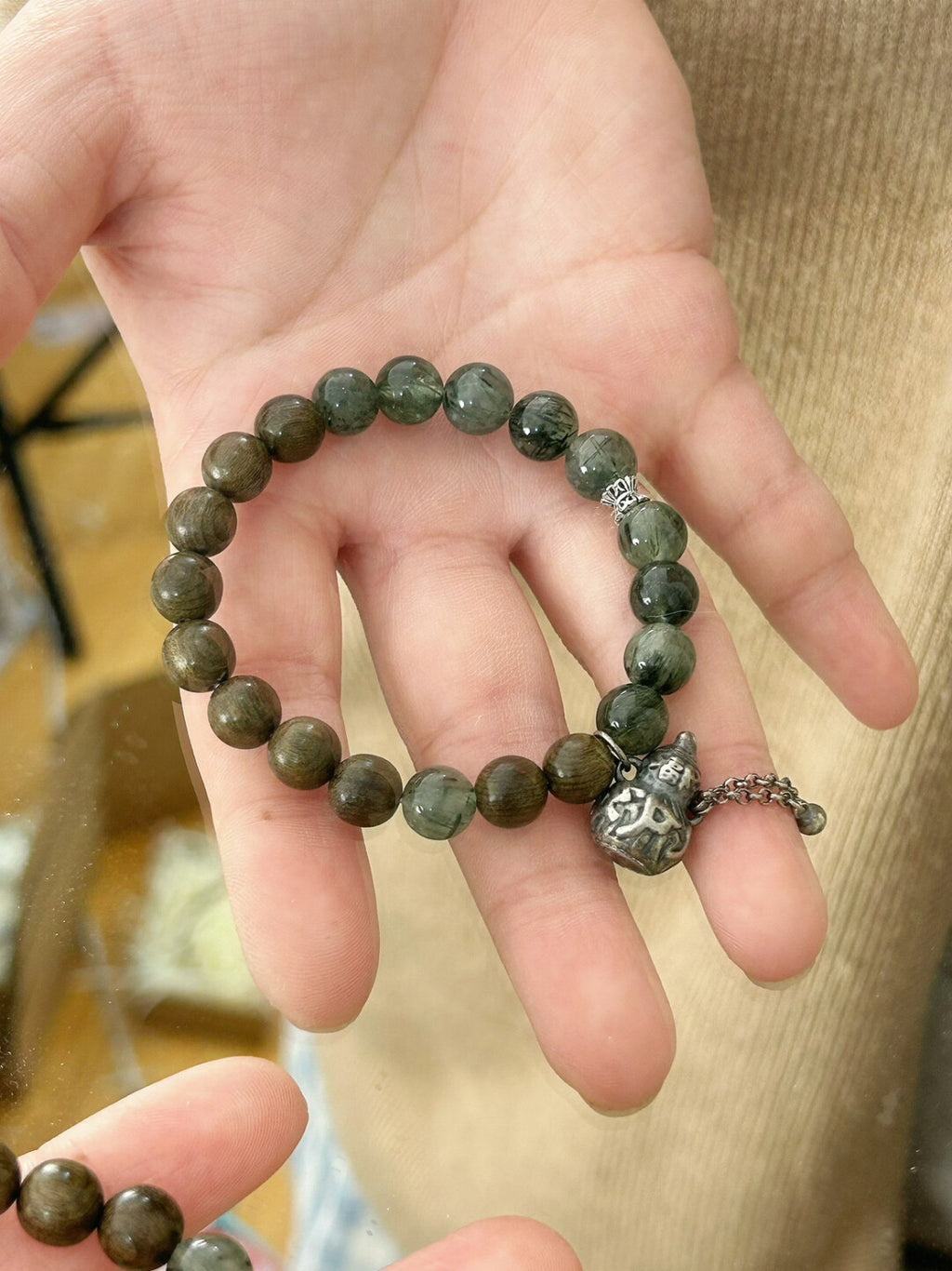 任逍遥｜原创新中式阴沉木绿发晶手串手链