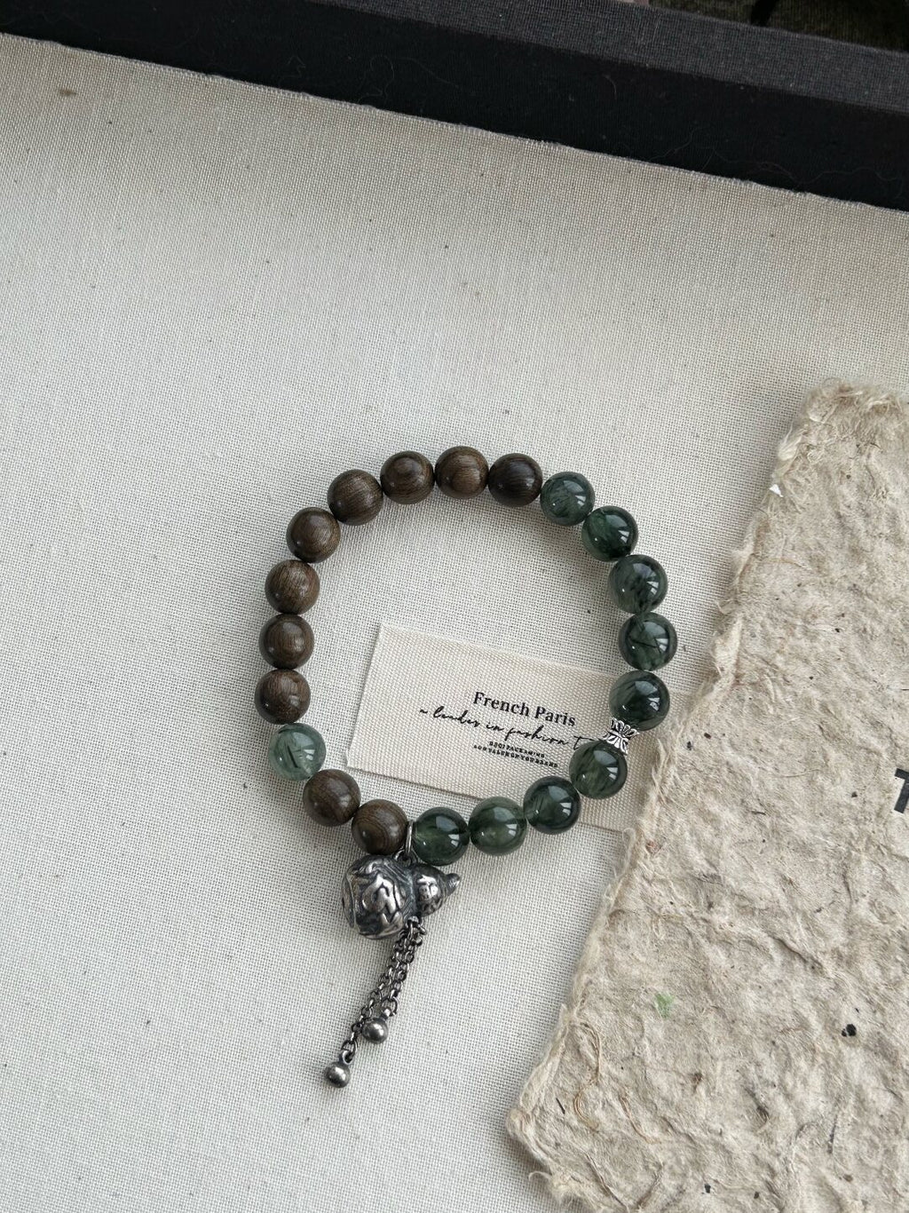 任逍遥｜原创新中式阴沉木绿发晶手串手链