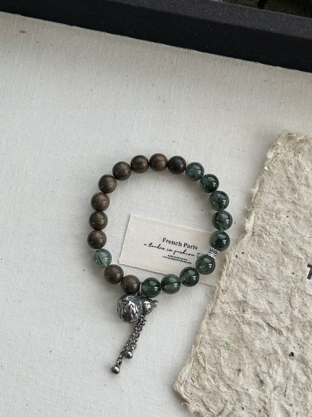 任逍遥｜原创新中式阴沉木绿发晶手串手链