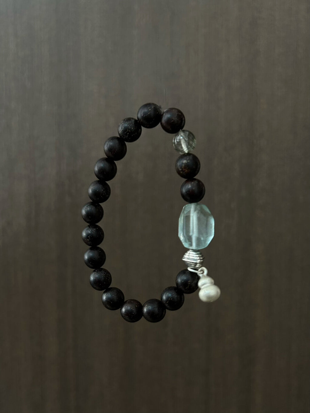 山川云影｜原创新中式小叶紫檀绿水晶925银串珠手串