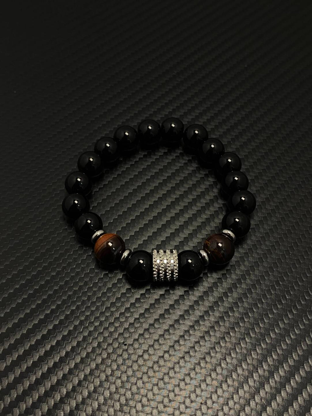 2025NEW黑曜石手串设计感小众复古男生转运珠高级感虎眼石手链潮