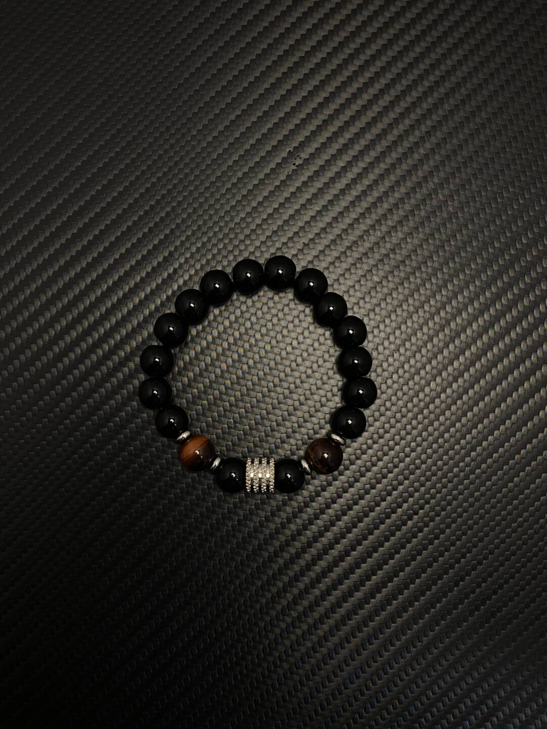2025NEW黑曜石手串设计感小众复古男生转运珠高级感虎眼石手链潮