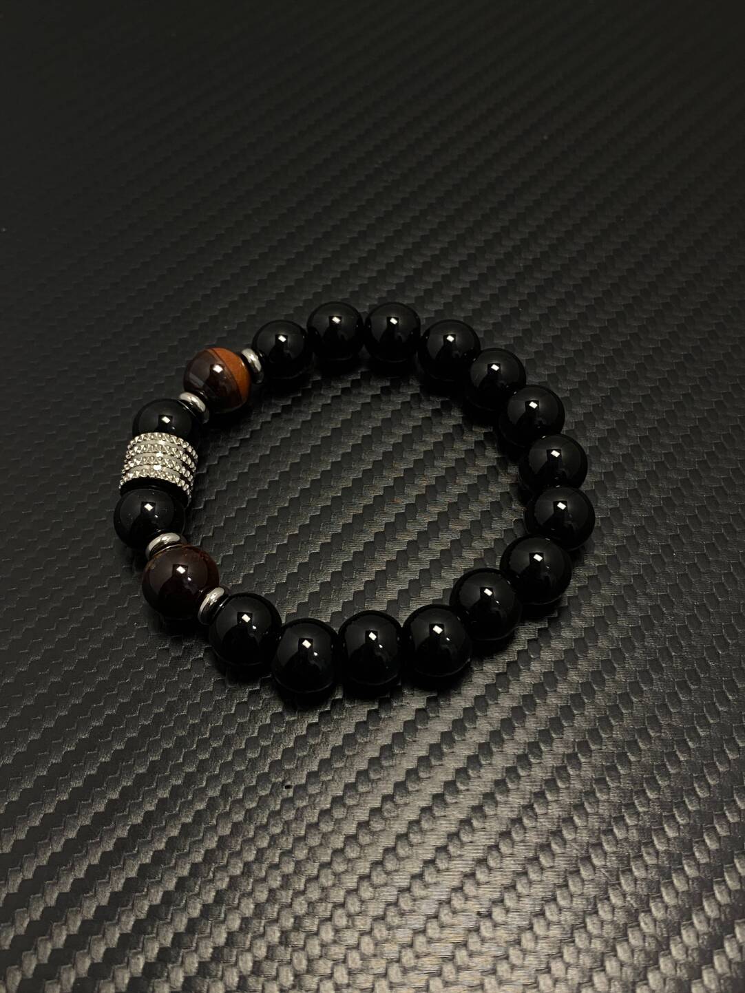 2025NEW黑曜石手串设计感小众复古男生转运珠高级感虎眼石手链潮