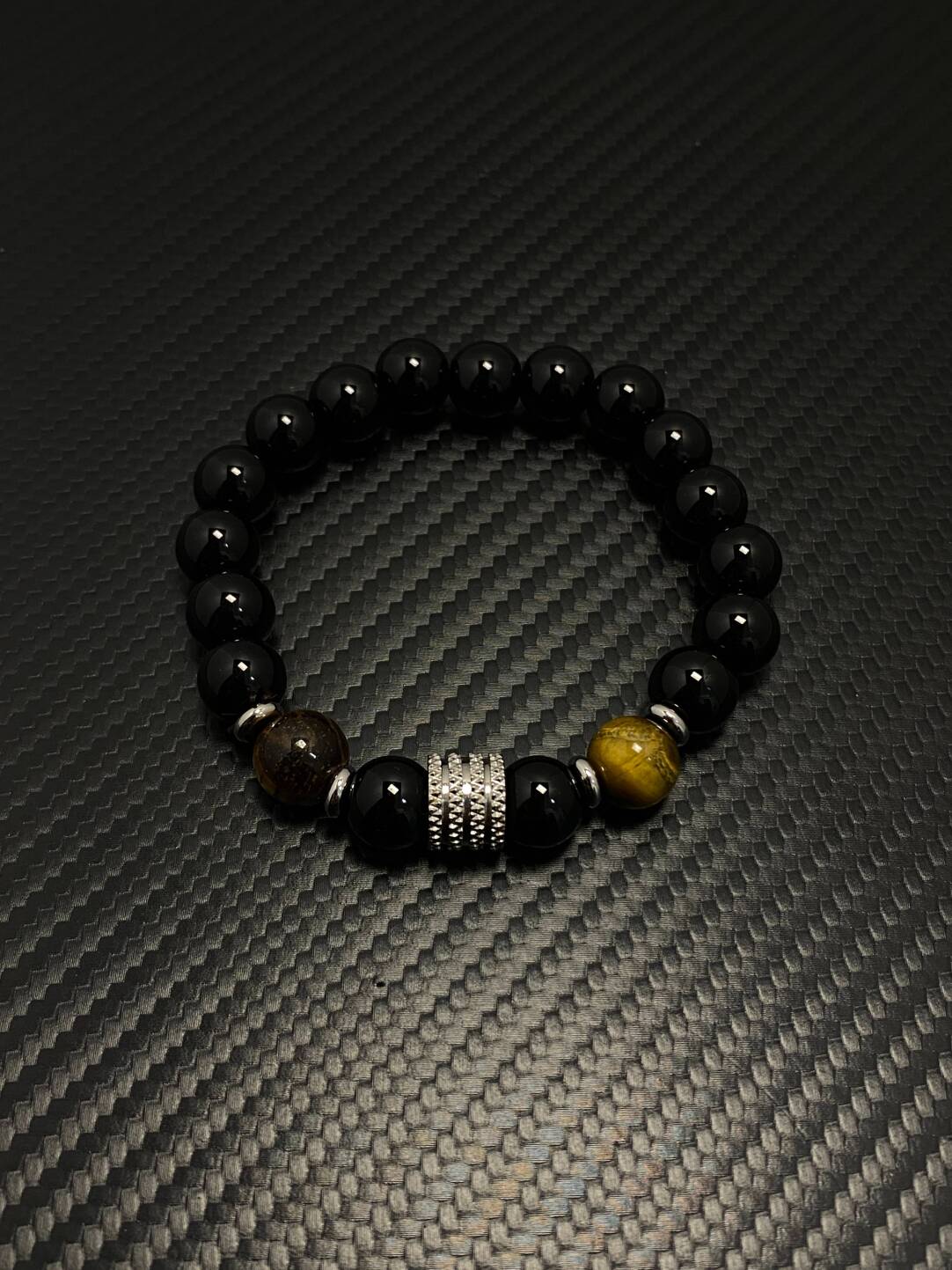 2025NEW黑曜石手串设计感小众复古男生转运珠高级感虎眼石手链潮