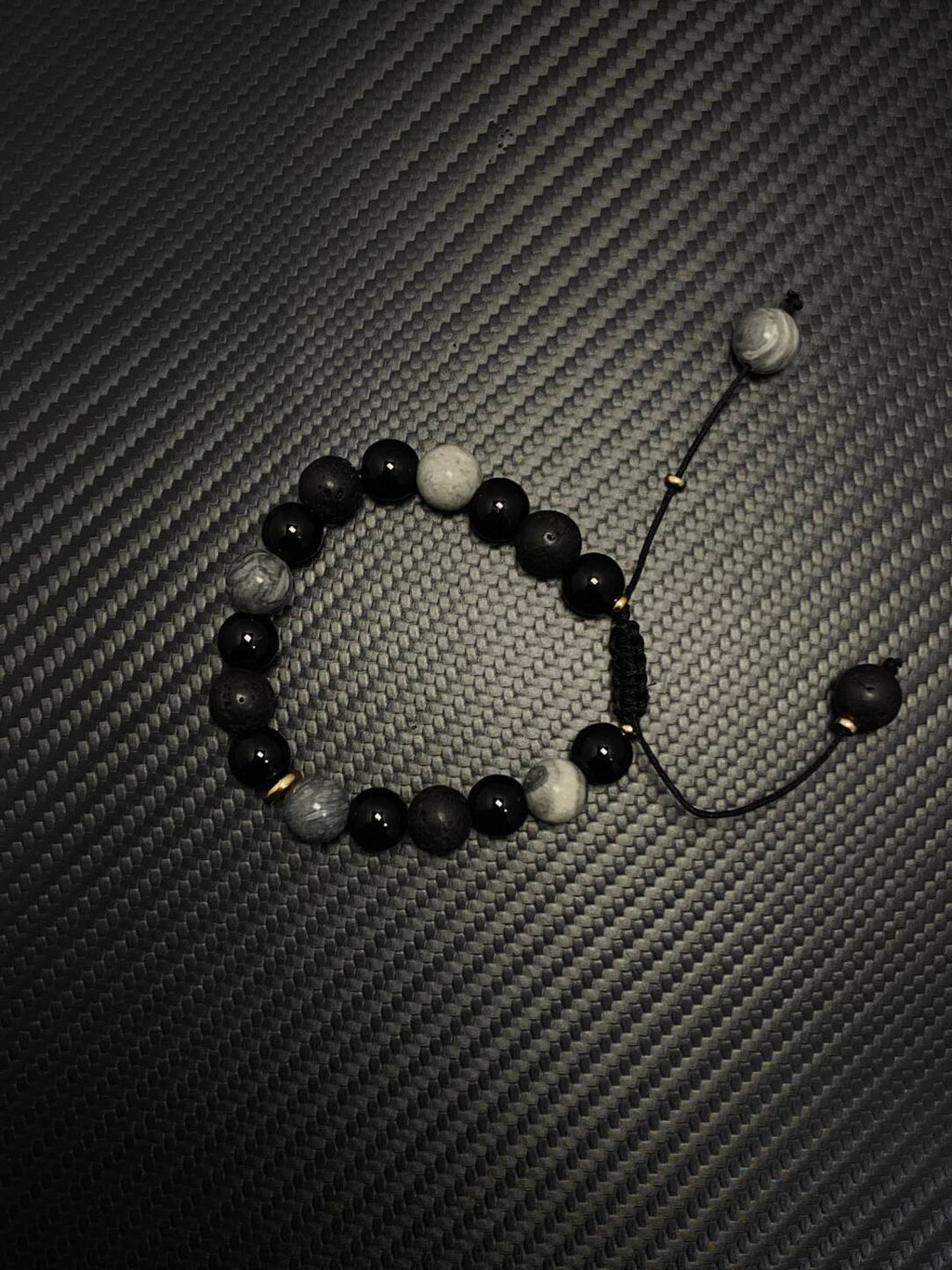 2025NEW高级感地图石火山石拼黑曜石手串小众可调节串珠手链潮牌