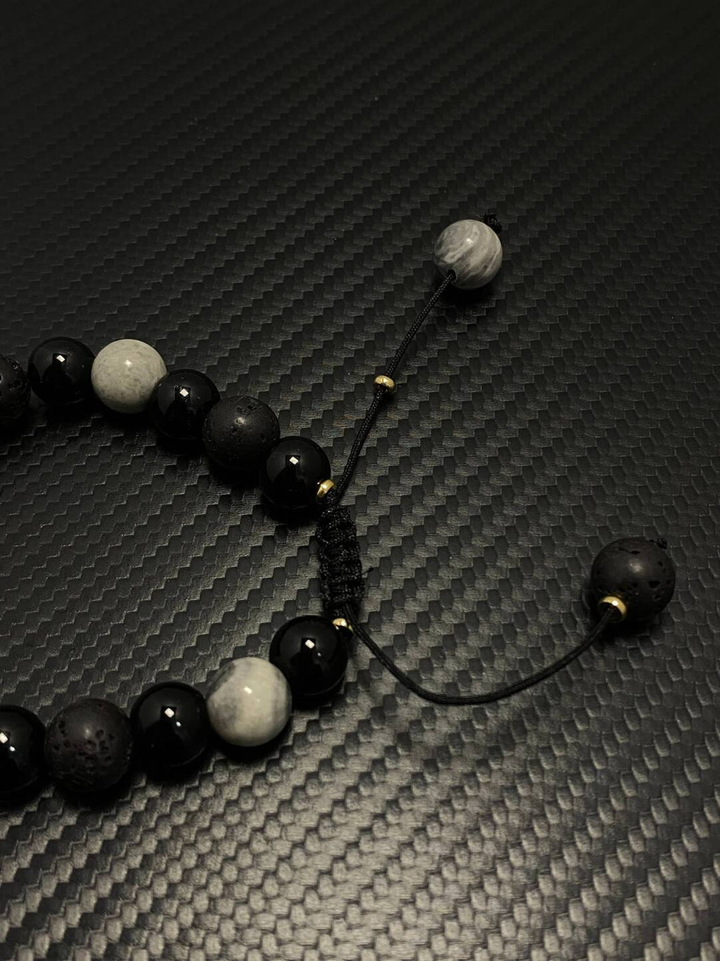 2025NEW高级感地图石火山石拼黑曜石手串小众可调节串珠手链潮牌