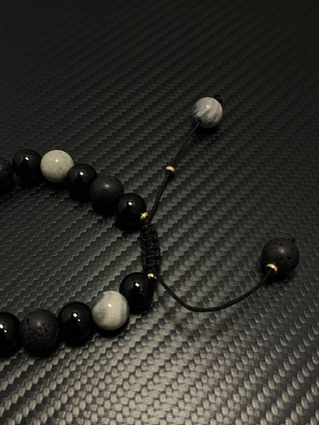 2025NEW高级感地图石火山石拼黑曜石手串小众可调节串珠手链潮牌