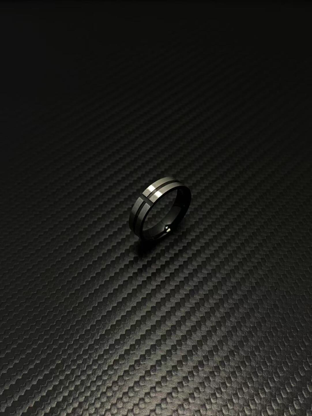 2025NEW美式cleanfit气质十字架条纹指环设计感小众男士钛钢戒指