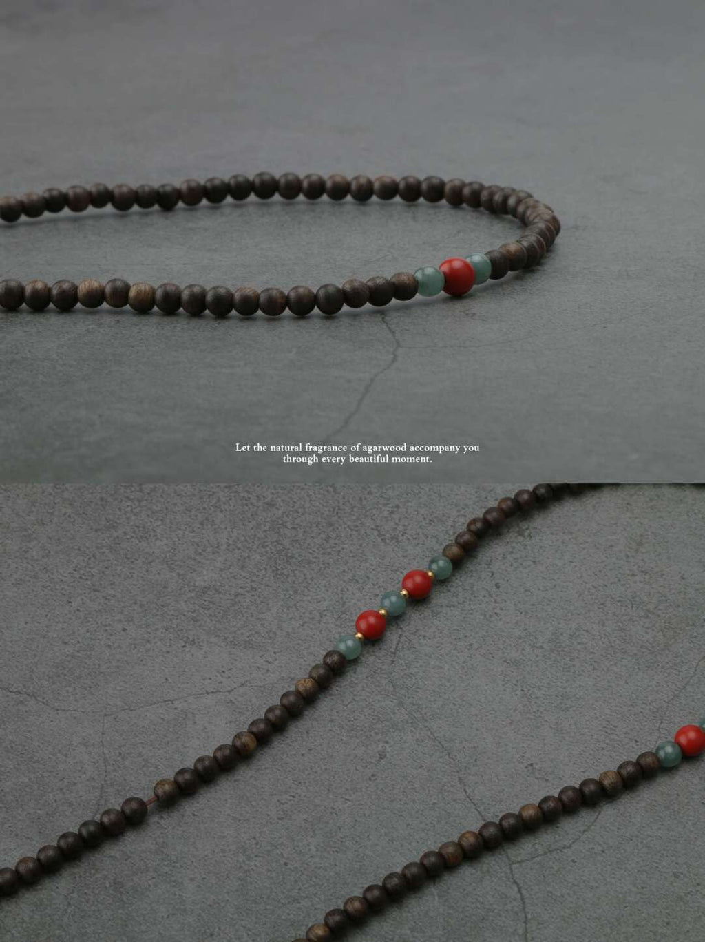 【文莱沉香手串】0.4文莱沉香珠+蓝翡0.4+朱砂0.5｜925银配饰