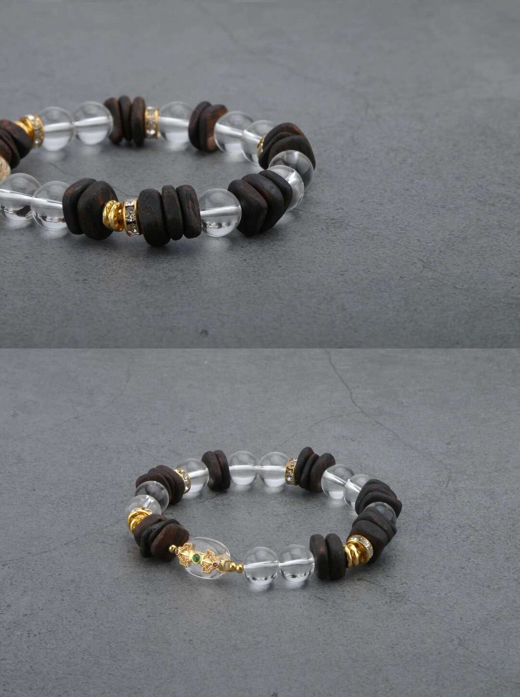 冰晶澜心 | 白水晶沉香片随形手串