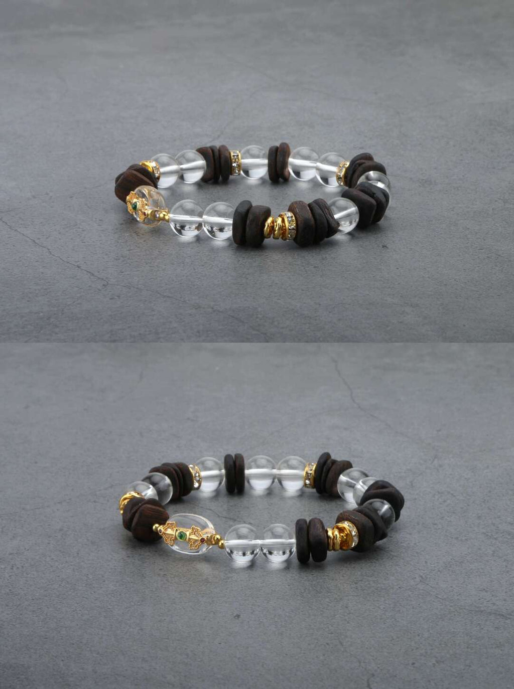 冰晶澜心 | 白水晶沉香片随形手串