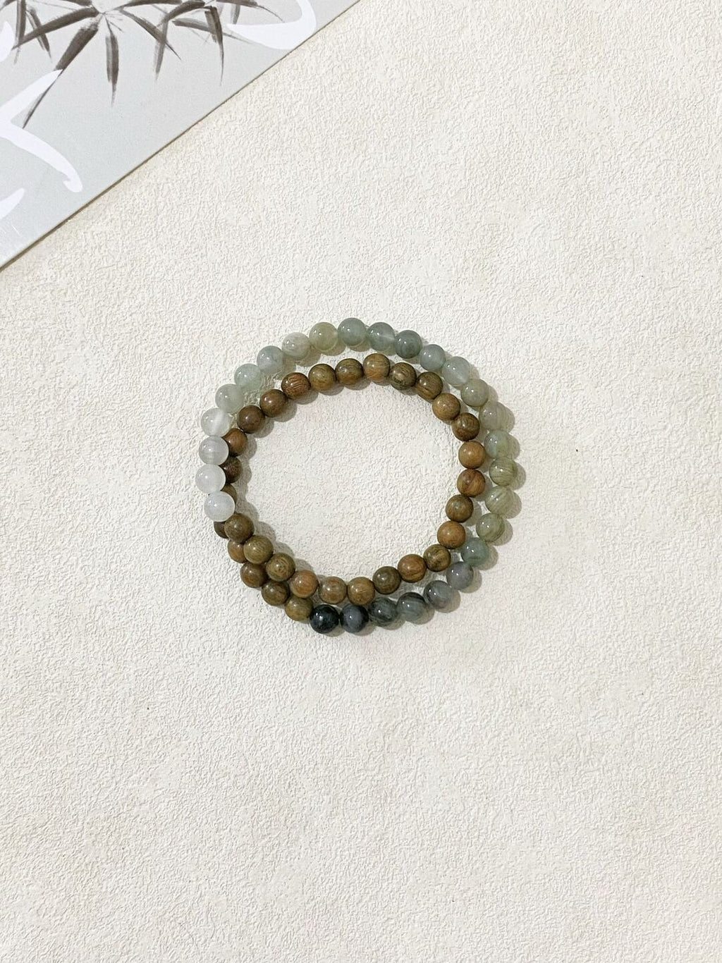 望青山·原创新中式双圈绿檀木天然石手串手作