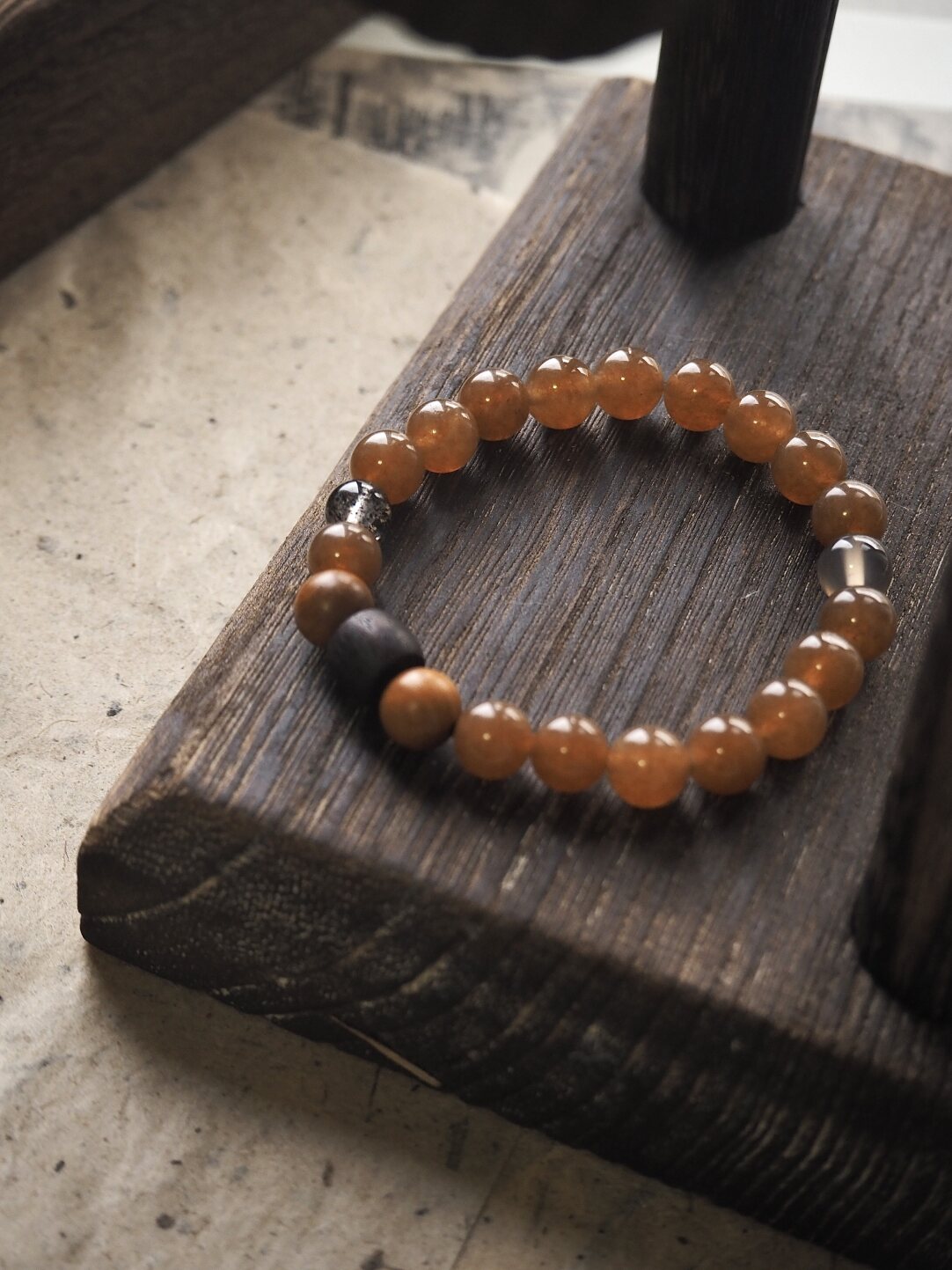 【禅房花木深】原创天然石玉髓降真香文玩手串