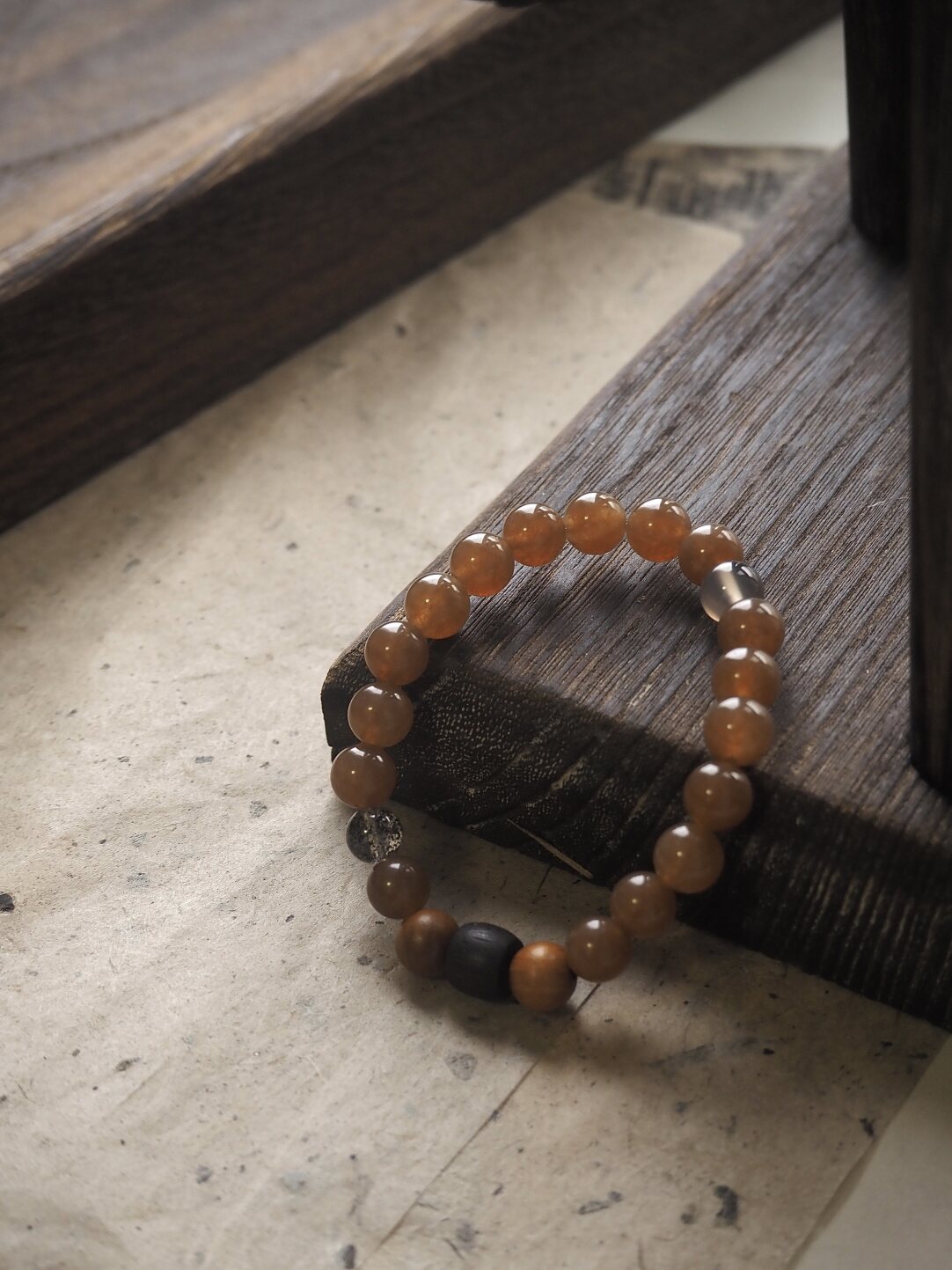 【禅房花木深】原创天然石玉髓降真香文玩手串