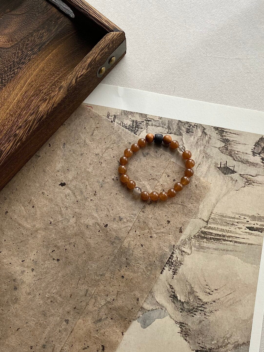 【禅房花木深】原创天然石玉髓降真香文玩手串