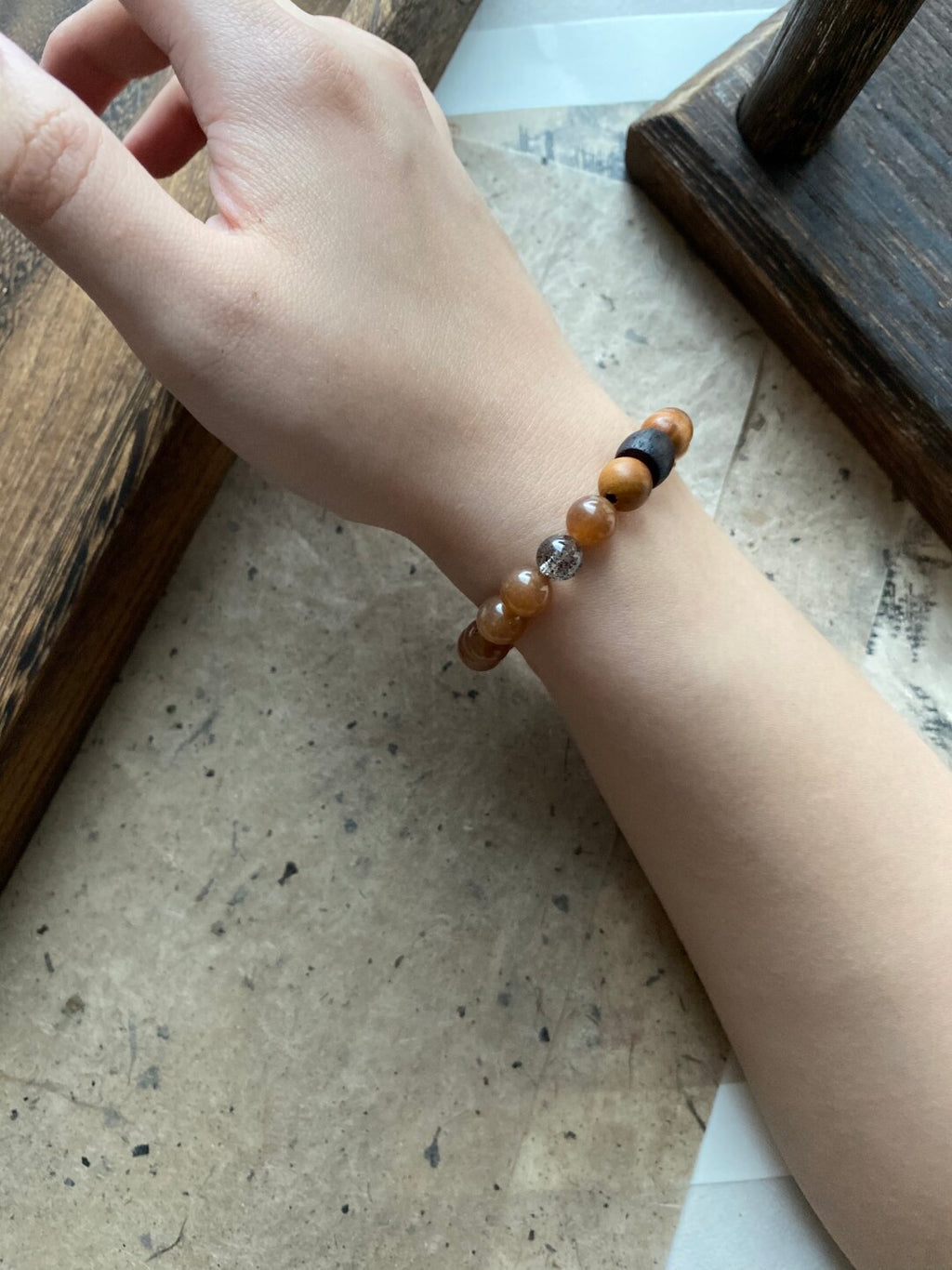 【禅房花木深】原创天然石玉髓降真香文玩手串