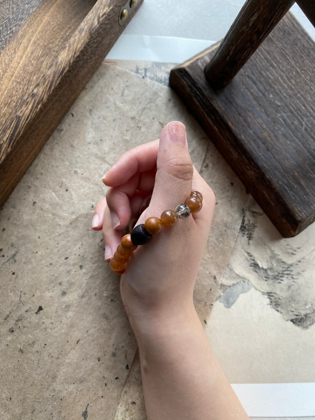 【禅房花木深】原创天然石玉髓降真香文玩手串