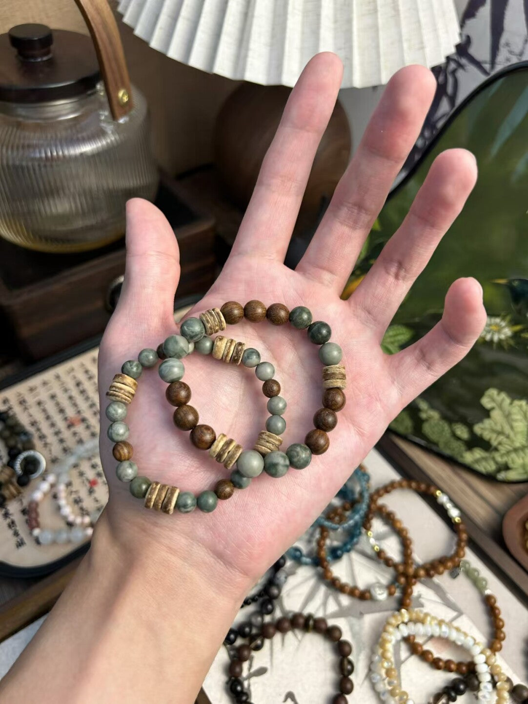 森·原创新中式天然石檀木手串手作