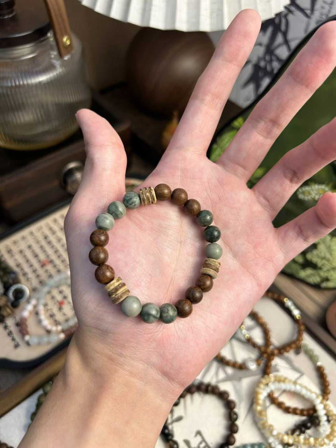 森·原创新中式天然石檀木手串手作