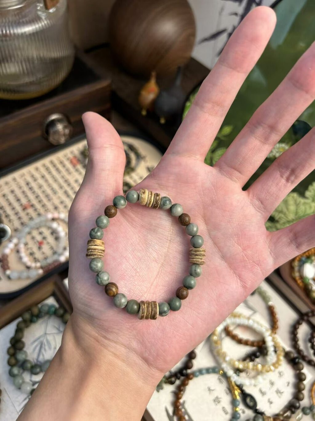 森·原创新中式天然石檀木手串手作