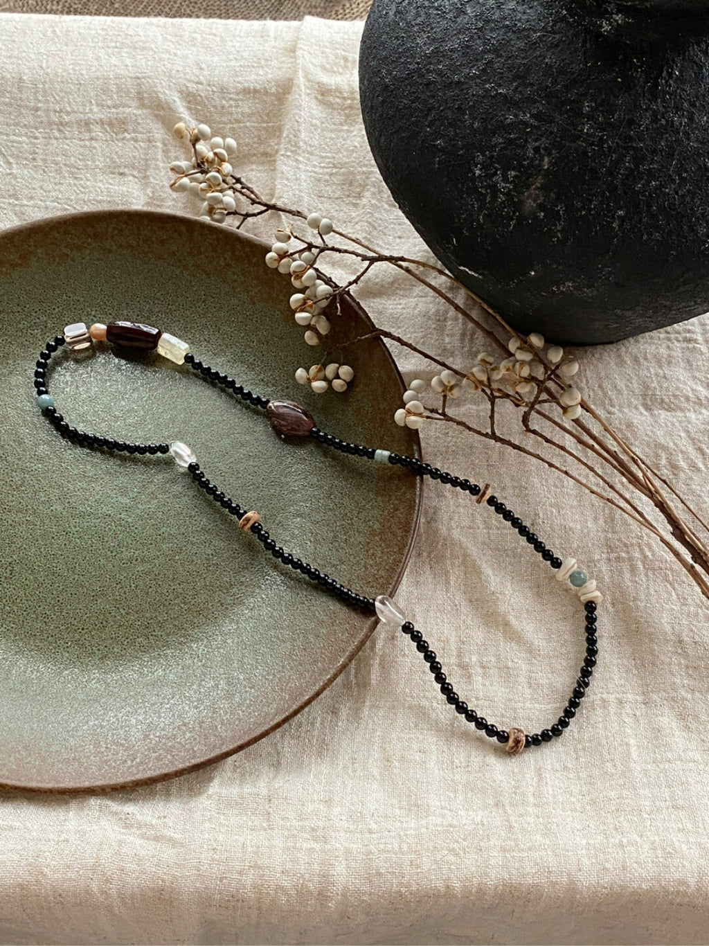 【沉酣一梦】原创黑玛瑙天然石多圈串珠手串