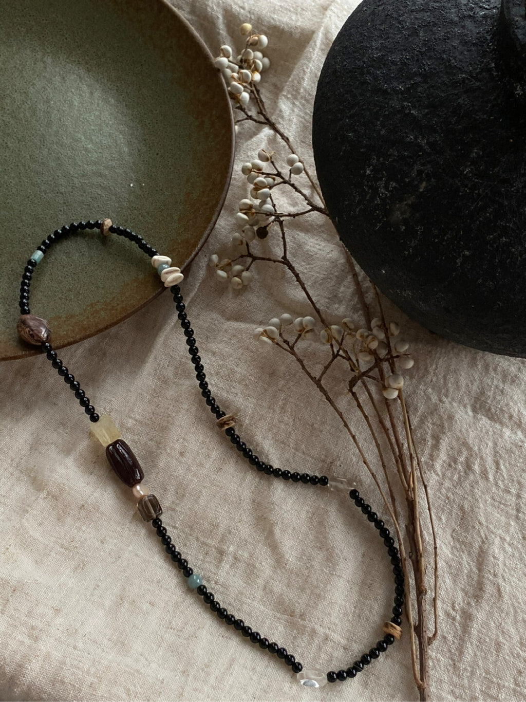 【沉酣一梦】原创黑玛瑙天然石多圈串珠手串