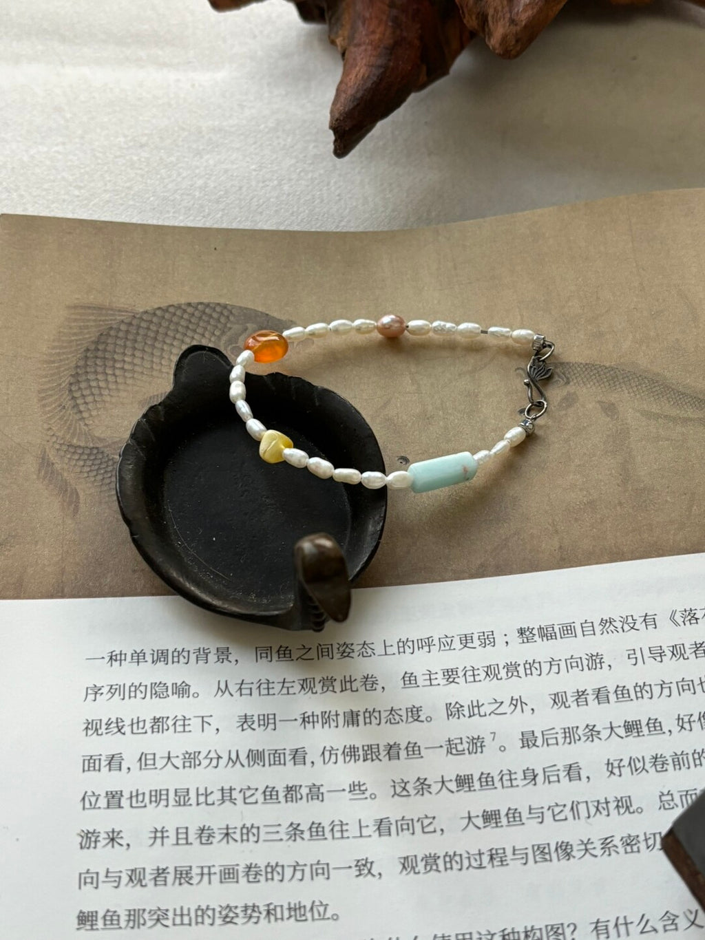 「软烟罗」｜原创新中式串珠手链·巴洛克珍珠·红东陵·寿山石·蜜蜡