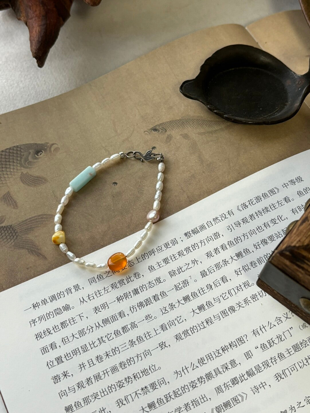 「软烟罗」｜原创新中式串珠手链·巴洛克珍珠·红东陵·寿山石·蜜蜡