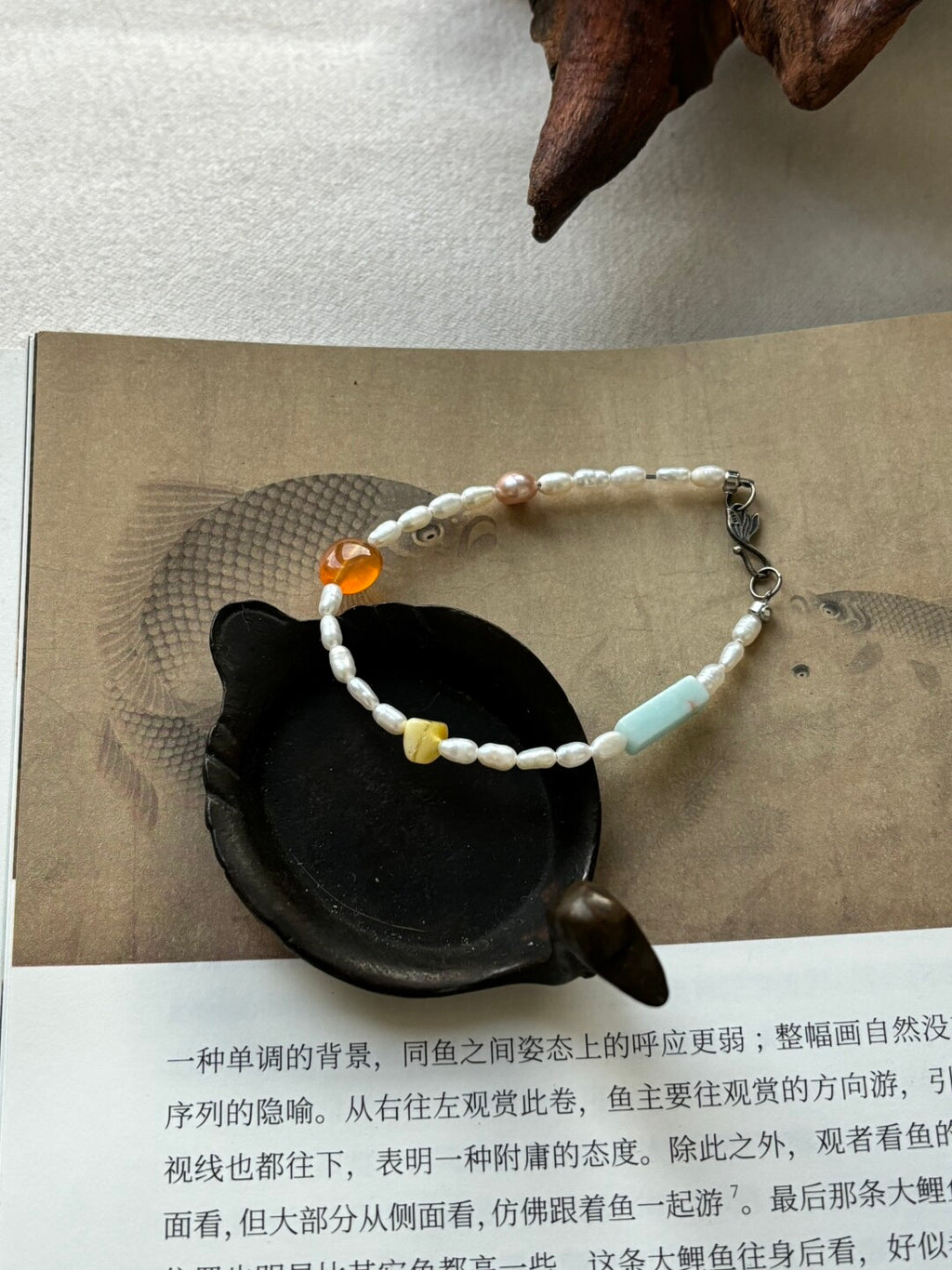 「软烟罗」｜原创新中式串珠手链·巴洛克珍珠·红东陵·寿山石·蜜蜡