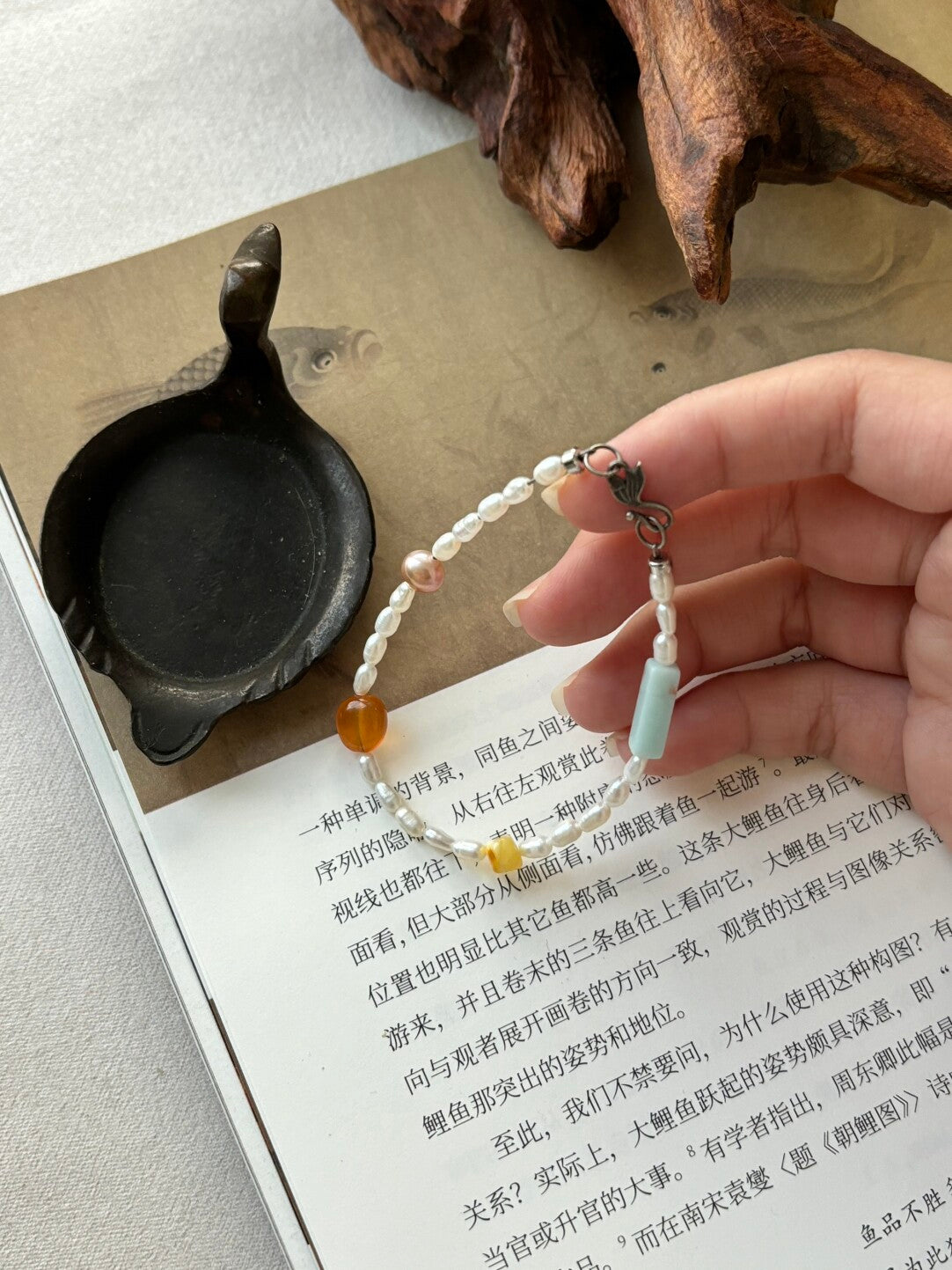 「软烟罗」｜原创新中式串珠手链·巴洛克珍珠·红东陵·寿山石·蜜蜡