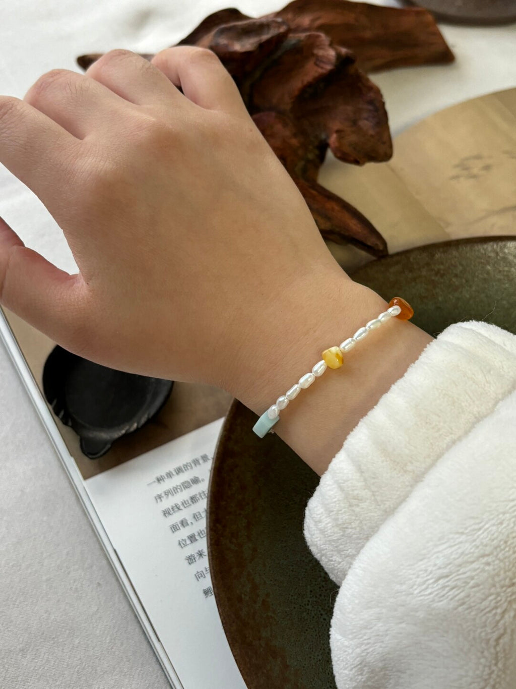 「软烟罗」｜原创新中式串珠手链·巴洛克珍珠·红东陵·寿山石·蜜蜡
