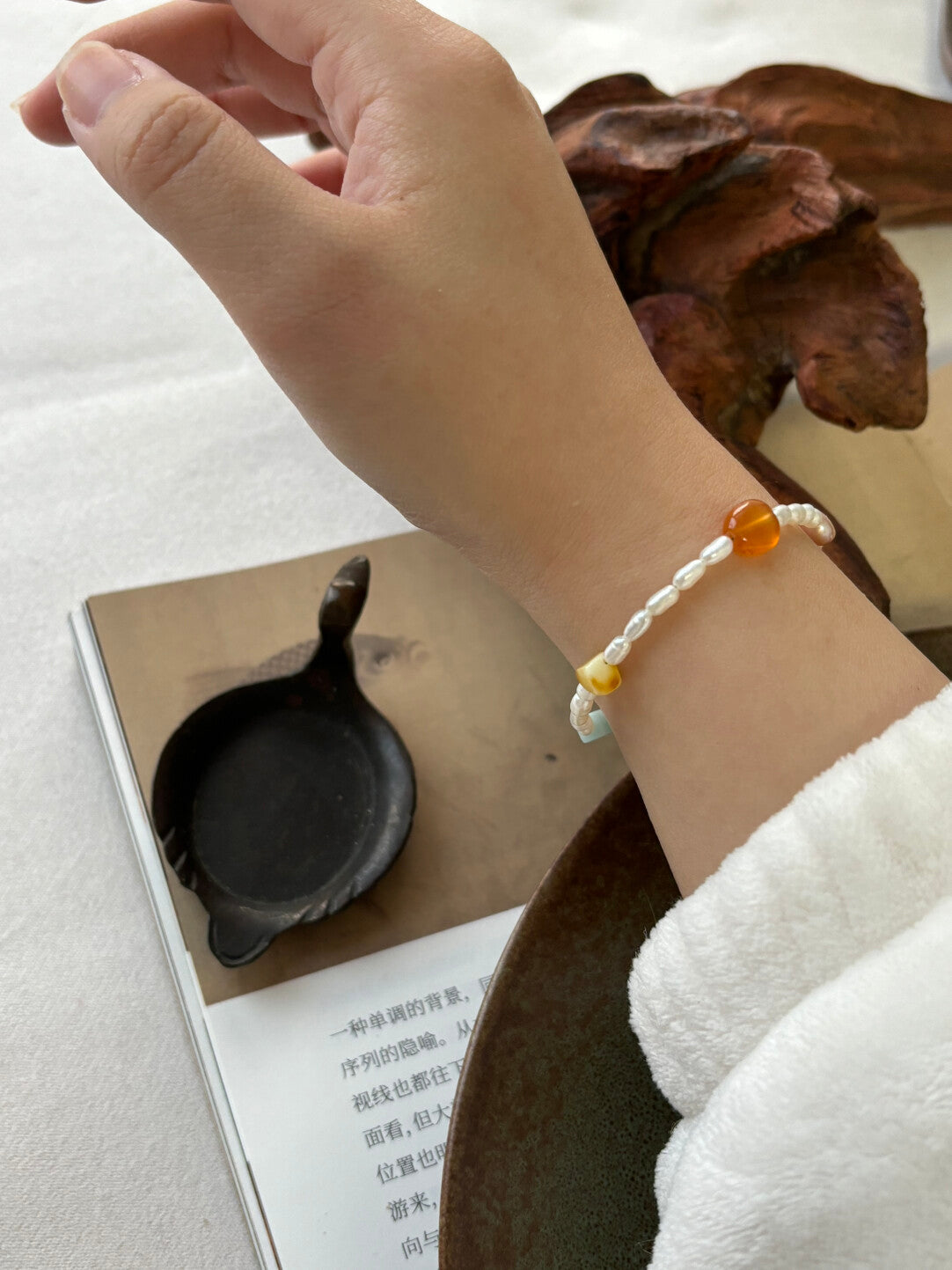 「软烟罗」｜原创新中式串珠手链·巴洛克珍珠·红东陵·寿山石·蜜蜡