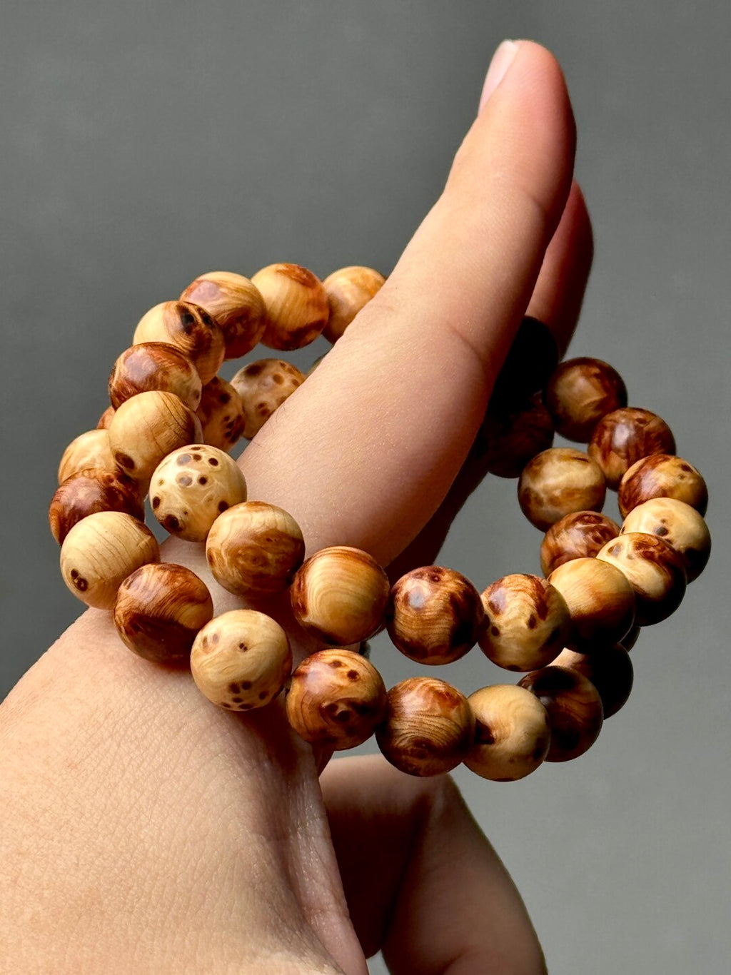 【太行崖柏·雀眼瘤疤】1.0圆珠手串·无油无胶无科技！